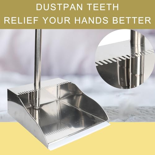3 Pack Stainless Steel Dustpan Metal Dustpan with Handle Heavy Duty Dust Pan Upright Dust Pan for Home Office Lobby - style: 3 Pack Dustpan