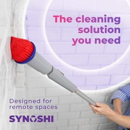 Synoshi PRO Electric Spin Scrubber with Long Handle – Cordless Shower Scrubber, Bathroom Cleaning Brush, Electric Scrubber for Cleaning Shower, Tub & Floor, Adjustable Angles, 2 Speeds Power Scrubber