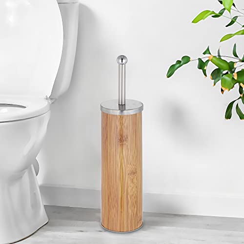Rustic Deep & Sturdy Toilet Bowl Brush with Holder - Metal Bowl Brush- Durable Scrubbing - Toilet Cleaners - Household Essentials - Bathroom Cleaner - Wooden Look, Natural - color: Natural