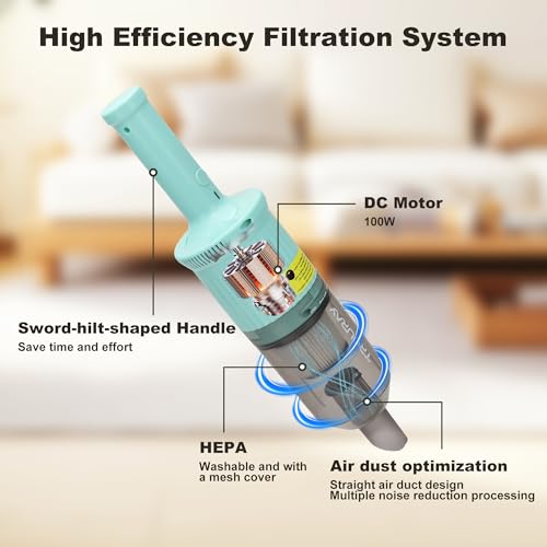 6-in-1 Rechargeable Household Stick Vacuum Cleaner, Convertible to Handheld, for All Kinds of Cleaning in Your Home on Hard Floors, Upholstery, Sofas, Cars (Green) - color: Green