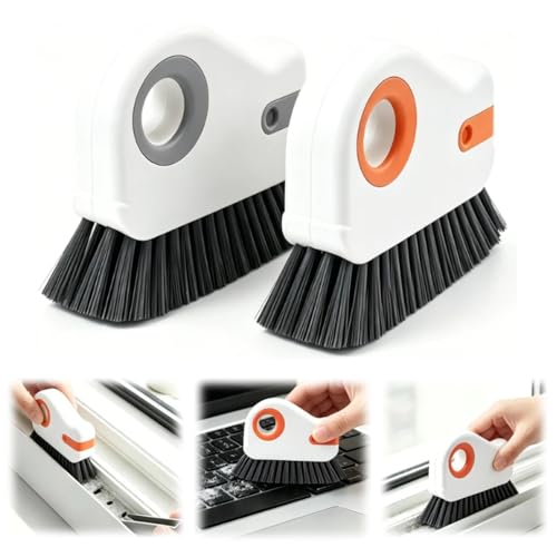 2-in-1 Groove Cleaning Brush with Hidden Scraper, Hard Bristle Crevice Cleaning Tool for Sliding Door Track, Window Sill, Window Seal, Tile Gaps, Kitchen & Bathroom Corners (Mix) - color: Mix