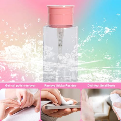 1Pcs Leak-Proof & Portable Push Down Pump Dispenser Bottles: Refillable Clear Containers for Nail Polish, Makeup Remover, Travel, Salon, Hospital Use (1, Clear Pink) - color: Clear Pink