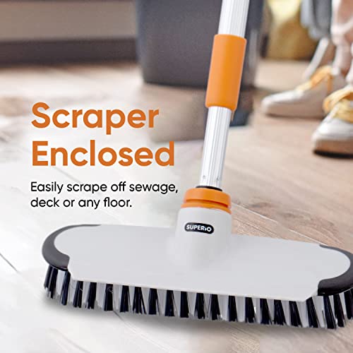 Superio Deck Scrub Brush Head, Heavy Duty Stiff Bristles Grout Scrubber with Scraper - Cleans Hot Tub, Swimming Pool, Granite Tiles, Bathroom, Patio, Kitchen, Wall and Deck (Refill Brush Head) - size: Refill Brush Head