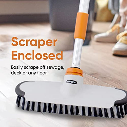 Superio Deck Scrub Brush Head, Heavy Duty Stiff Bristles Grout Scrubber with Scraper - Cleans Hot Tub, Swimming Pool, Granite Tiles, Bathroom, Patio, Kitchen, Wall and Deck (Refill Brush Head) - size: Refill Brush Head