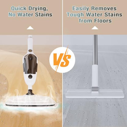 11-in-1 Steam Mop, Powerful Handheld Steam Cleaner for Home with 23FT Cord &15.2 OZ Water Tank, 3 Steam Modes MultiPurpose Steam Mop for Hardwood Floors, Clothes, Tile, Windows, Carpet