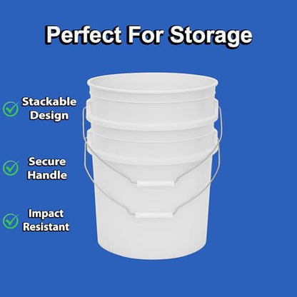 MKS Plastics 3.5-Gallon Bucket with Airtight Lid – Made in USA, Food Grade BPA Free Plastic, Heavy Duty Multi-Use, Metal Handle with Grip, Stackable Storage – White, 1 Pack - color: 3.5 Gallon - White, size: 1