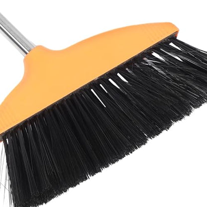 KALLORY Soft Bristle Sweeping Broom with Metal Handle Household Floor Sweeping Broom for Indoor and Outdoor Use Suitable for Kitchen and Garage Cleaning