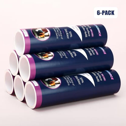 8 inch Large Surface Lint Roller Refills for Scotch-Brite 50% Stickier Large Lint Roller, Works Great On Pet Hair, 60 Sheets per Refill, Pack of 6, 360 Sheets Total - size: 8 inch