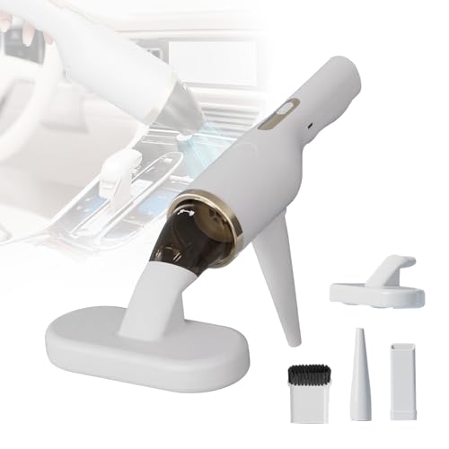 Cordless Car Vacuum Cleaner with UV Light, 2-in-1 Suction & Blower, Mini Handheld Vacuum with HEPA Filter, LED Light, 4 Nozzles for Deep Cleaning Home, Sofa, Pet Hair, Keyboard (White)