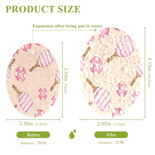 Pink Striped Pickleball Dish Scrub Sponges Kitchen Non Scratch Reusable Compressed Cellulose Sponge Hanging for Household Cleaning Washing Dishes Pots and Pans 3 Pack - color: Pattern5