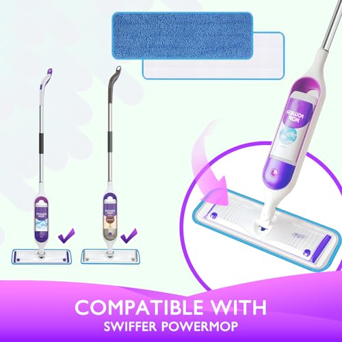 Reusable Power Mop Refill Pads for Swiffer Power Mop Starter Kit - Swifter Powermop Pads Refills - Multi-Surface & Wood Mopping Pad Refill for Floor Cleaning - Washable Microfiber Pad, 4 Pack - color: 4 Pack (Blue)