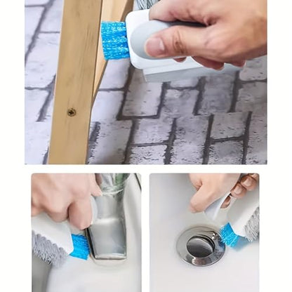Cleaning Brushes 4-in-1 Floor Scrub Brush with Squeegee V-Shape Gap Scrub Bristles,for Tile, Shower,Grout,Kitchen and Floor (Grey) - color: Gray
