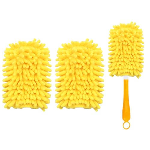 Reusable Duster Pads Compatible with Swiffer Hand Duster, 360 Duster Refill, Dusters Heavy Duty Refills, Microfiber Dusters Refills for Swiffer 3ft 6ft Extended Handle, 2 Pack (Handle is Not Included) - color: 2 Pack (Yellow)