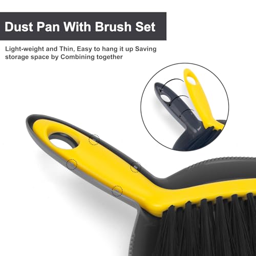 Dustpan and Broom Set Small – Mini Handheld Dustpan and Brush Combo for Home, Desktop, Sofa, Cat Litter, Car, Camping & Small Space Cleaning