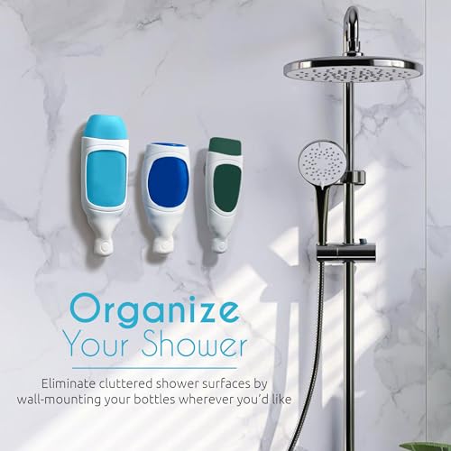 Squeezi 2 Unit Pack (Light Gray) Wall Mounted Shower Dispenser and Organizer for Shampoo and Soap Bottles, Silicone Chamber - color: Light Gray