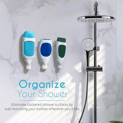 Squeezi 2 Unit Pack (Bright White) Wall Mounted Shower Dispenser and Organizer for Shampoo and Soap Bottles, Silicone Chamber - color: Bright White