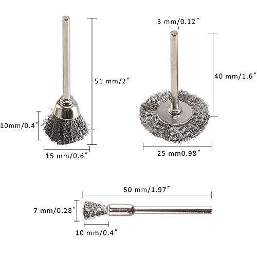 60 Pcs Wire Brushes Set, Rocaris Steel Wire Wheels Pen Brushes Set Kit Accessories for Rotary Tool