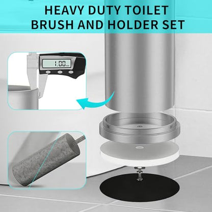 Brushed Nickel Toilet Brush and Holder Set,304 Stainless Steel Toilet Brush for Bathroom with Long Handle, Heavy Duty Toilet Bowl Brush,Removable Inner Bowl and Splash Protection,Deep Cleaning - color: Brushed Nickel