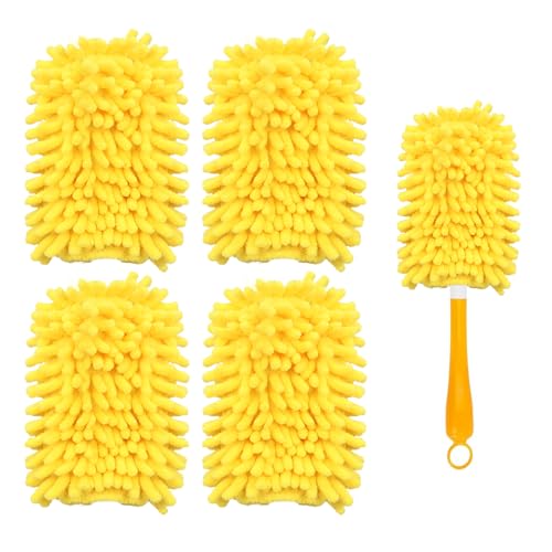 Reusable Duster Refill Compatible with Swiffer Hand Duster, 360 Heavy Duty Duster Refills, Microfiber Washable Dusters Refills for Swiffer Duster Extended Handle, 4 Pack (Handle is Not Included) - color: 4 Pack (Yellow)