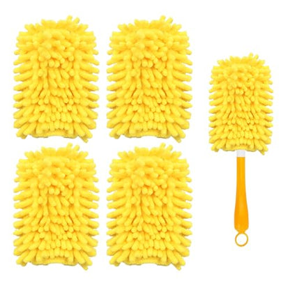 Reusable Duster Refill Compatible with Swiffer Hand Duster, 360 Heavy Duty Duster Refills, Microfiber Washable Dusters Refills for Swiffer Duster Extended Handle, 4 Pack (Handle is Not Included) - color: 4 Pack (Yellow)