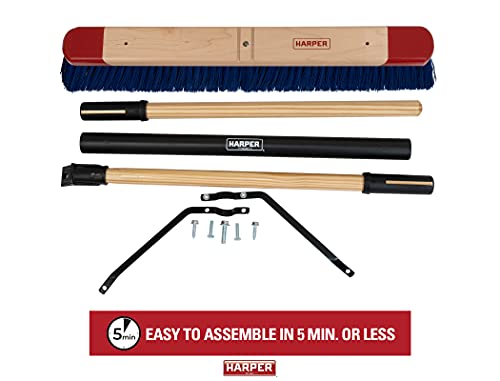 Harper 24 Inch Push Broom with Stiff Bristles, Premium Heavy Duty Outdoor Wet/Dry Rough-Surface, for Mulch, Gravel, Oil Dry, Dirt, Soil, with Long Wooden Handle - style: Premium Outdoor Wet/Dry Rough-Surface Push Broom
