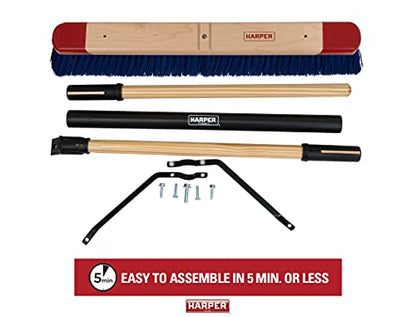 Harper 24 Inch Push Broom with Stiff Bristles, Premium Heavy Duty Outdoor Wet/Dry Rough-Surface, for Mulch, Gravel, Oil Dry, Dirt, Soil, with Long Wooden Handle - style: Premium Outdoor Wet/Dry Rough-Surface Push Broom