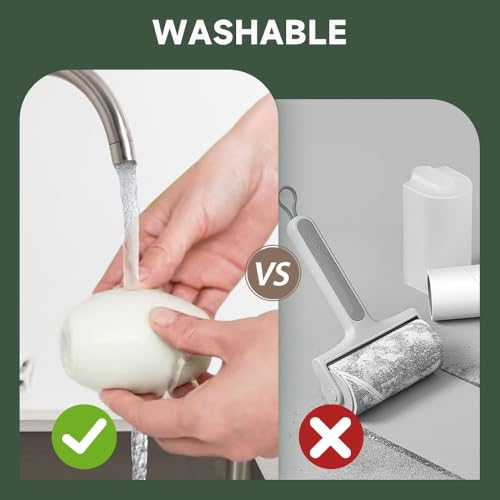 Washable Lint Roller, Portable & Reusable Lints Roller, Travel Lint Roller Mini Lint Rollers for Lints Hair, Clothes (Green and White) - color: Green and White