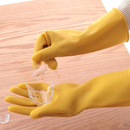 Haofy Latex Gloves for Cleaning, Thin Latex Gloves with Textured Non Slip for Washing Dishes (L)