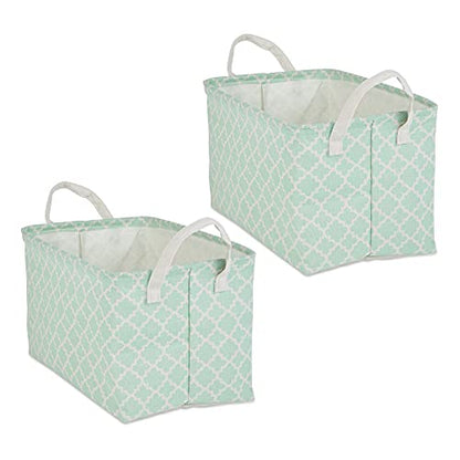DII Laundry Storage Collection, PE Coated Collapsible Bin with Handles, Aqua Lattice, Large Set, 10.5x17.5x10" - color: Aqua Lattice, size: Large Set, 10.5x17.5x10"