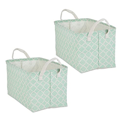DII Laundry Storage Collection, PE Coated Collapsible Bin with Handles, Aqua Lattice, Large Set, 10.5x17.5x10" - color: Aqua Lattice, size: Large Set, 10.5x17.5x10"