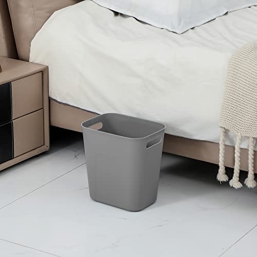 UUJOLY Plastic Trash Can Wastebasket, Garbage Container Basket for Bathrooms, Kitchens, Offices, Kids Rooms, Grey, 3.5 Gallon, 2 Pack - color: Grey, size: 3.5 Gallon/2 Pack