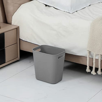 UUJOLY Plastic Trash Can Wastebasket, Garbage Container Basket for Bathrooms, Kitchens, Offices, Kids Rooms, Grey, 3.5 Gallon, 2 Pack - color: Grey, size: 3.5 Gallon/2 Pack