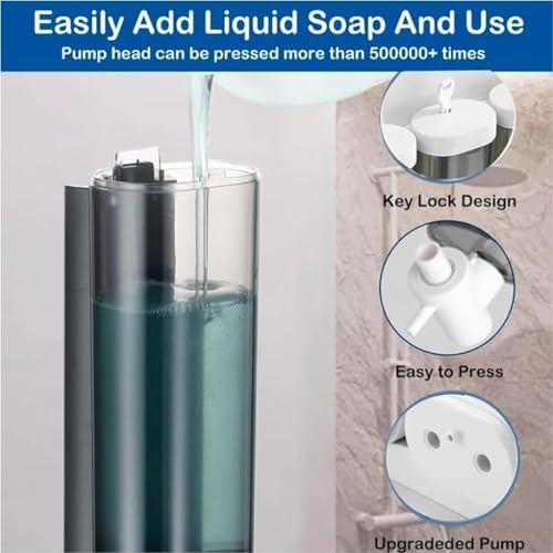 Wall Mounted Hand Soap Dispenser, 1 Chamber, 10oz/300ml Single Gun Gray Shampoo and Conditioner Dispenser, Bathroom Shower Dispenser Gel Lotion Dispenser，Organizer for Bathroom Kitchen Hotel - color: Gun Gray