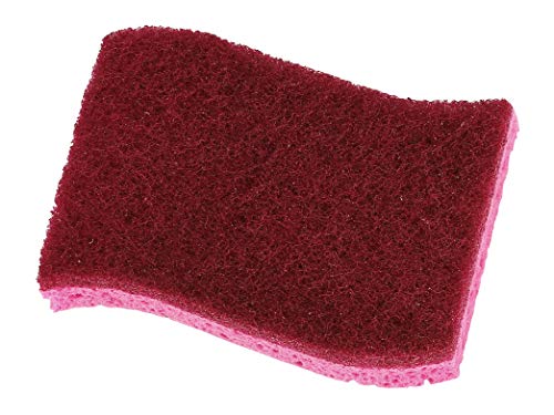 Non-Scratch Cellulose Sponge Kitchen Scrub Sponge with Scouring Pad Set, Good for Non-Stick Cookware Frying Pan, Pot, Counter Top, Sink Scrubbing, Kitchen Scrubbers, Pack of 1, Red/Pink - color: Red, size: 1-pack