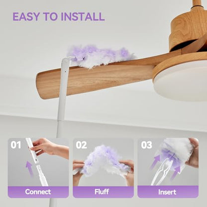 3 ft Extendable Handle with 30 Count Duster Refills, Long Handle Heavy Duty Microfiber Feather Duster, Disposable Multi Surface Duster Kit for Ceiling Fans, Vents and Hard to Reach Places - color: 1 Extendable Handle + 30 Refills