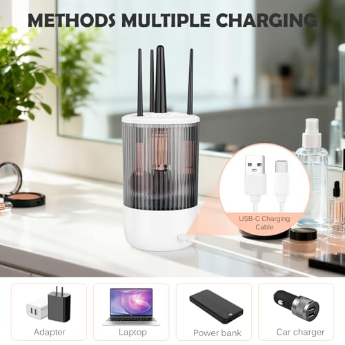 Electric Makeup Brush Cleaner Machine,Powerful Spinner Washer for Makeup Brush/Sponge/Powder Puffs,Portable Automatic USB Cosmetic Brushes Washing Tool Holder for All Size Beauty Makeup Brush Set