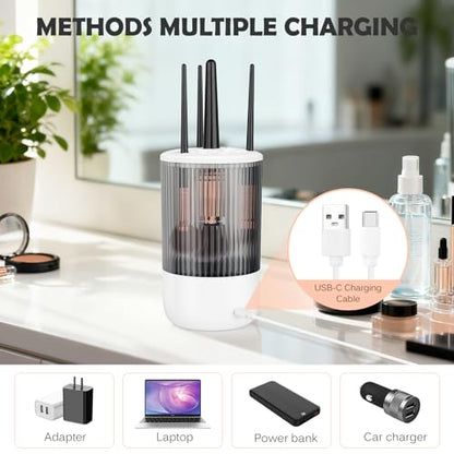 Electric Makeup Brush Cleaner Machine,Powerful Spinner Washer for Makeup Brush/Sponge/Powder Puffs,Portable Automatic USB Cosmetic Brushes Washing Tool Holder for All Size Beauty Makeup Brush Set