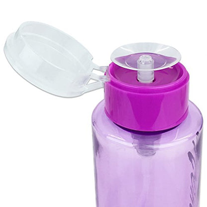 7oz Purple Push Down Pump Dispenser Empty Refillerble Bottle with Flip Top Cap - for Nail Polish, Travel, Cosmetics Packaging - color: Purple (Alcohol), size: 7 Ounce - 1 Bottle