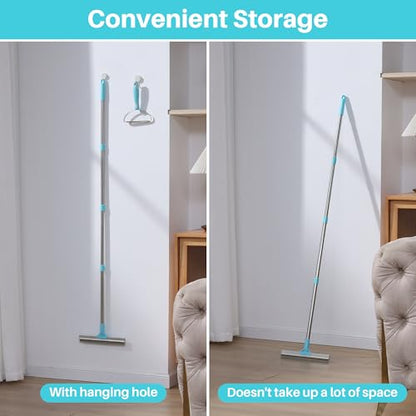 JOYMOOP 2 PCS Carpet Rake for Pet Hair Removal, 63" Adjustable Long Handle and Short Handle Carpet Scraper for Rugs, Sofa,Cloth, Metal & Silicone Dog Hair Carpet Rake - size: 2 PCS[1 Long Handle+1 Short Handle]