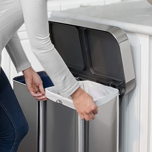 simplehuman Code H 60 Count Custom Fit Liners, Drawstring Kitchen Trash Bags, One-by-One Mess-Free Dispense, Extra Thick & Double Seamed, 50% PCR Plastic, 30-35 Liter / 8-9 Gallon, White - size: 60 Count (Pack of 1)