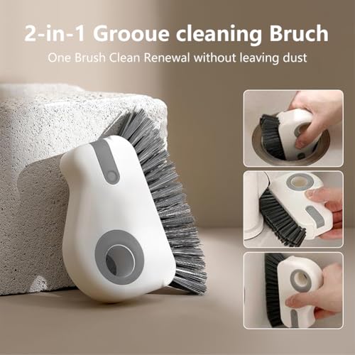 2 in 1 Groove Cleaning Brush, Window Track Cleaning Tools, Multifunction Window Track Cleaner with Hard Bristle and Hidden Scraper, Crevice Brush for Sliding Door Track, Window Seal, Sill (Max) - color: Max