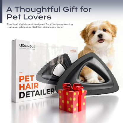 Pet Hair Remover for Car and Home - Multi-Surface Fur Removal Tool for Car Interiors, Furniture, Couch, Carpet, and Bedding | Portable and Effective Cat & Dog Hair Remover(Obsidian Black)