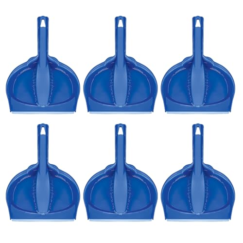 LOLA Clip On Dust Pan & Brush Set, 6 Pack, w/Easy Dust, Dirt & Debris Catching Rubber Lip, Flagged Fiber Bristled Brush, Hang Hole for Easy Storage - size: 6 pack