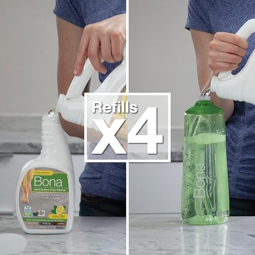 Bona Multi-Surface Floor Cleaner Refill - 128 fl oz - Lemon Mint - Residue-Free Floor Cleaning Solution refill for Spray Mop and Spray Bottles - For Use on Stone, Tile, Laminate, and Vinyl Floors - size: 128 Fl Oz (Pack of 1)