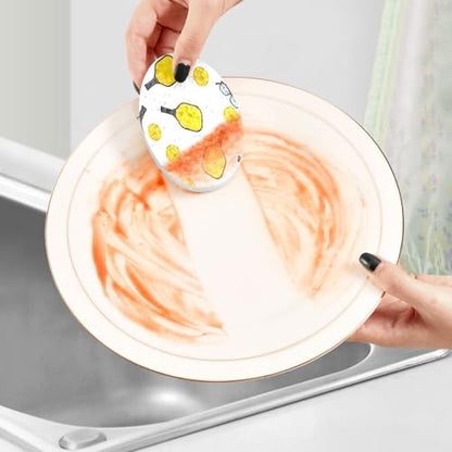 Pickleball Paddles Balls Yellow Dish Scrub Sponges Kitchen Non Scratch Reusable Compressed Cellulose Sponge Hanging for Household Cleaning Washing Dishes Pots and Pans 3 Pack - color: Pattern2