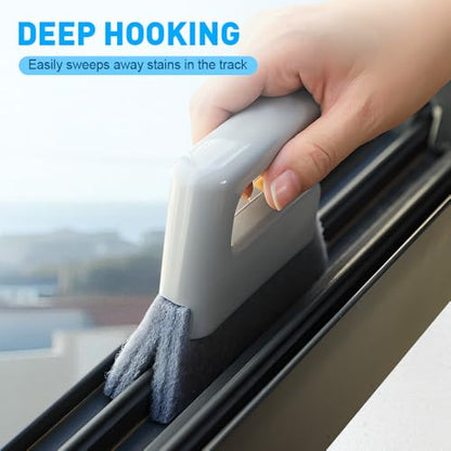 Window Track Cleaner,Multifucation Window Groove Cleaning Brush Tools Set,Sliding Door Track Cleaner Tool,Handheld Cleaning Brush for Window lides Gaps,Shutter Slats,Car Vents (2PC Grey) - color: 2pc Grey