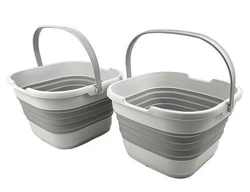SAMMART 9.5L (2.5 Gallon) Collapsible Rectangular Handy Basket/Bucket (Grey (Set of 2)) - color: Grey (Set of 2)