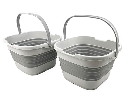 SAMMART 9.5L (2.5 Gallon) Collapsible Rectangular Handy Basket/Bucket (Grey (Set of 2)) - color: Grey (Set of 2)