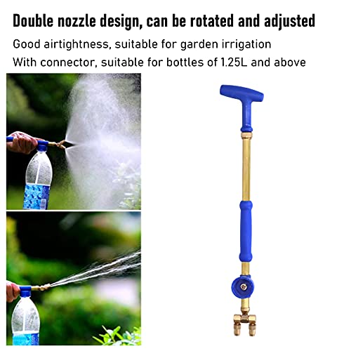 Estink Double Nozzle Sprayer with Bottle Connector for 1.25L and Above Water Bottles Non Slip Handle Telescopic Copper Rod Adjustable Nozzle for Garden Lawn Irrigation