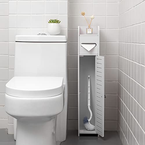 AOJEZOR Toilet Paper Holder Stand: Small Bathroom Storage Cabinet for Small Spaces,White - color: White